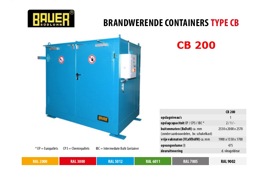 Brandwerende container CB 200 RAL 9002 | DKMTools - DKM Tools
