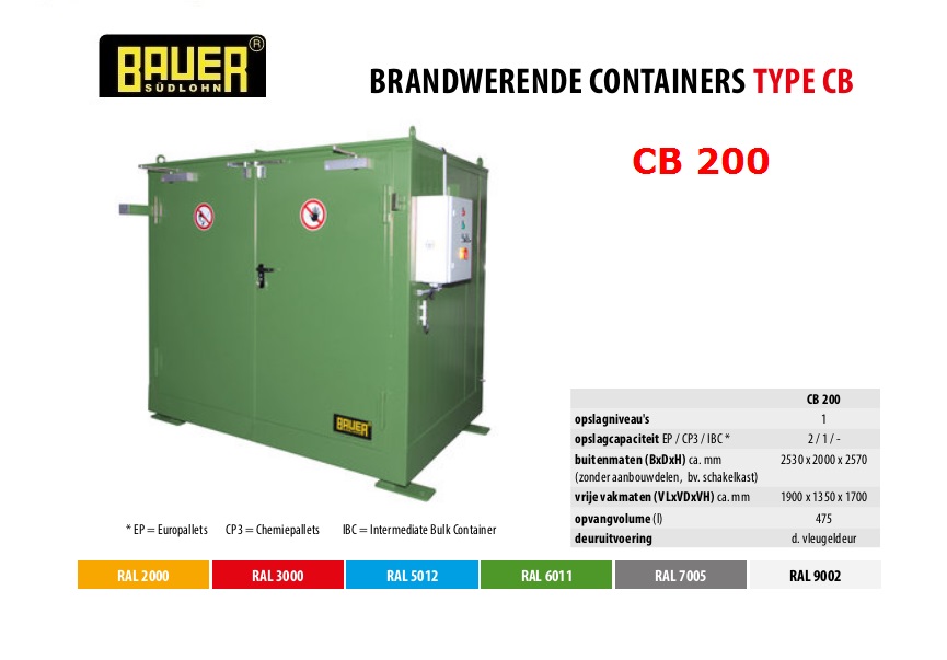 Brandwerende container CB 1000 RAL 9002 | DKMTools - DKM Tools