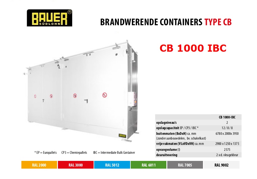 Brandwerende container CB 1000 IBC RAL 9002