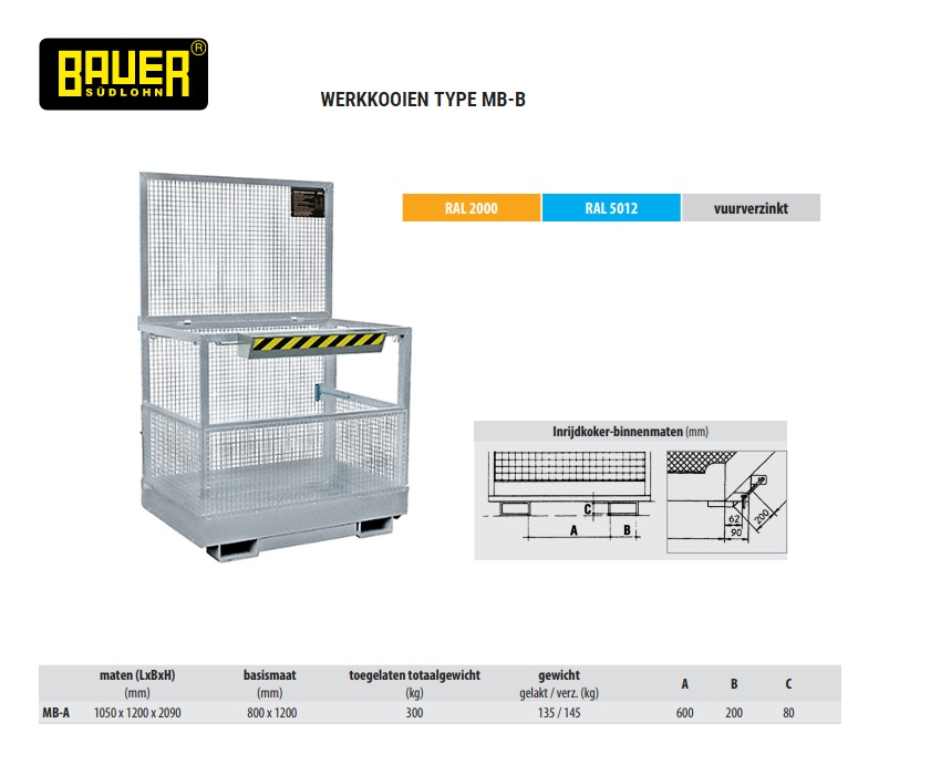 Werkkooi verzinkt Bauer MB-B