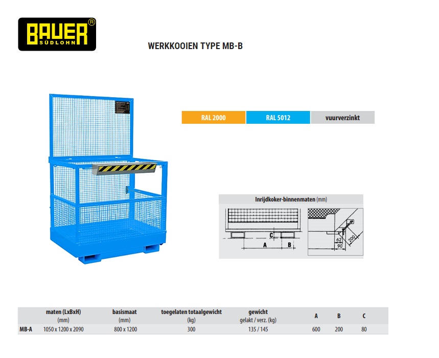 Werkkooi RAL 5012 Bauer MB-D/L | DKMTools - DKM Tools