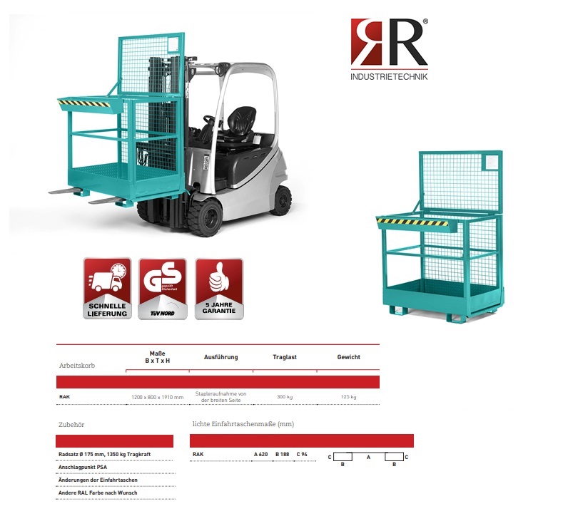 Werkkooi Typ RAK 1200 x 800 x 1910 mm RAL 3000 | DKMTools - DKM Tools