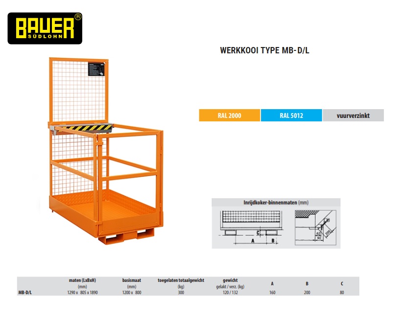 Werkkooi RAL 2000 Bauer MB-B | DKMTools - DKM Tools