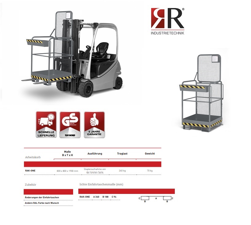 Werkkooi Typ RAK-One 800 x 800 x 1900 mm RAL 7005