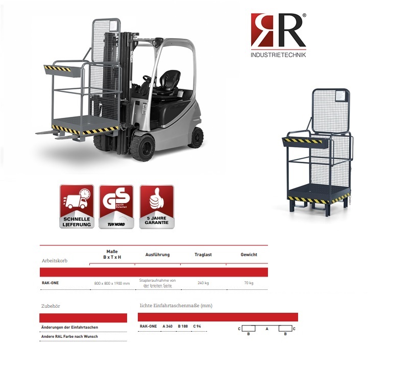 Werkkooi Typ RAK-One 800 x 800 x 1900 mm RAL 7016