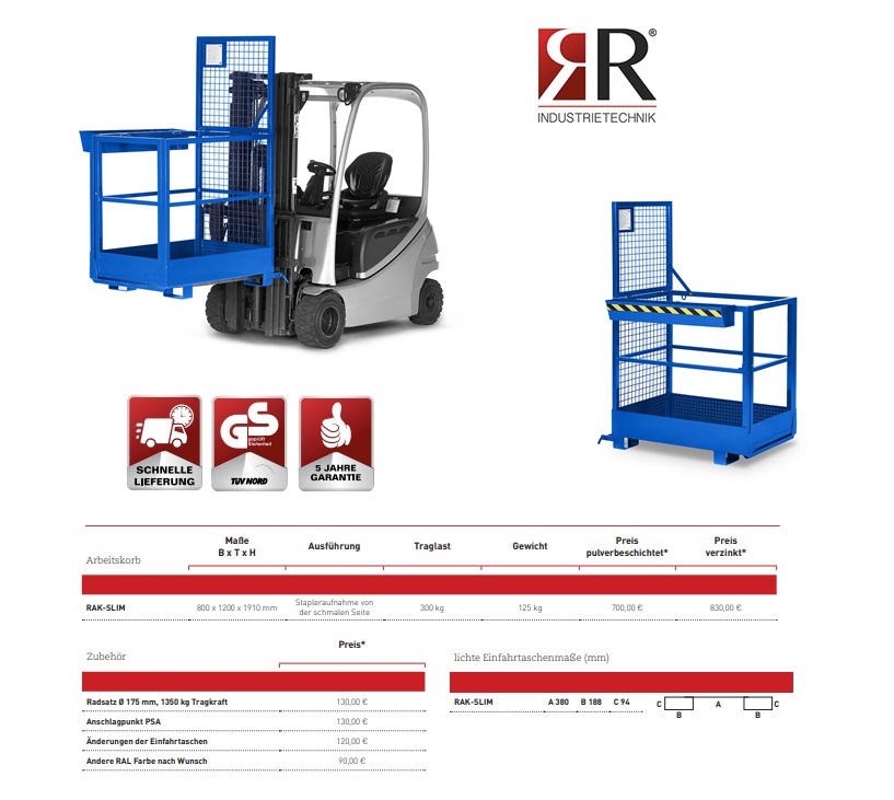 Werkkooi Typ RAK-Slim 800 x 1200 x 1910 mm RAL 6011 | DKMTools - DKM Tools