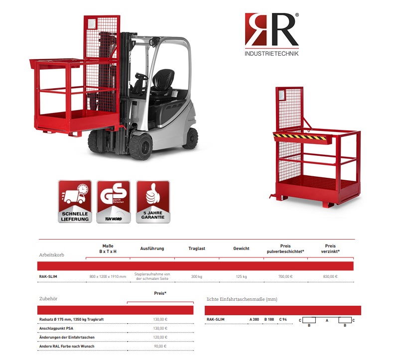 Werkkooi Typ RAK-Slim 800 x 1200 x 1910 mm RAL 5010 | DKMTools - DKM Tools