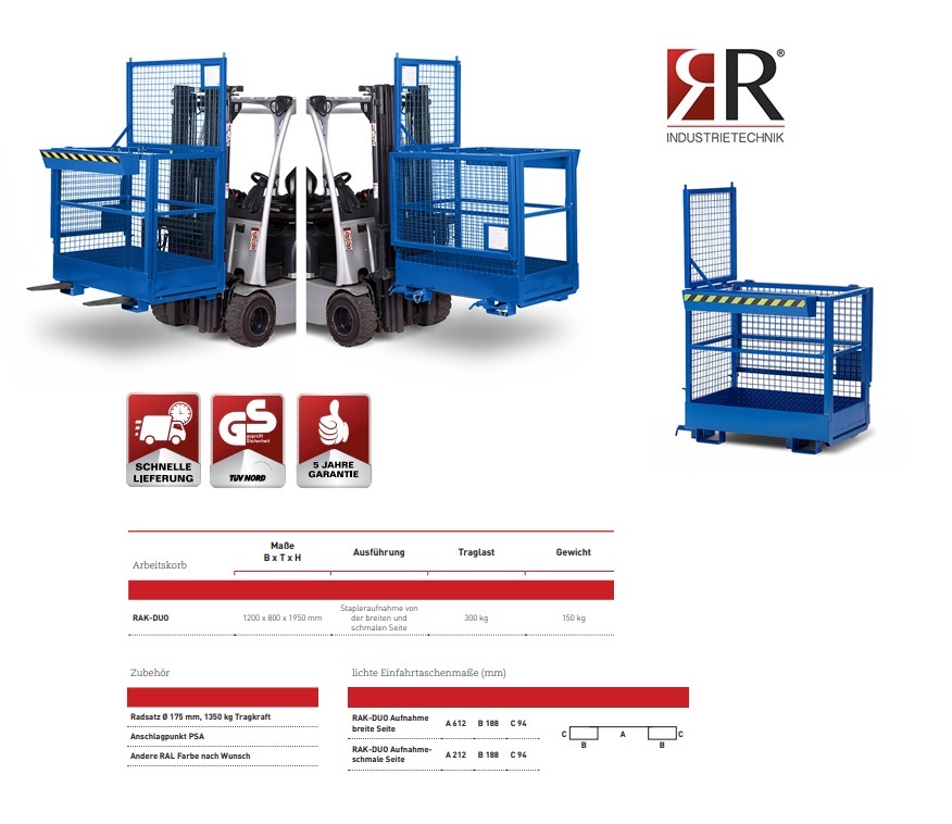 Werkkooi Typ RAK-Duo 1200 x 800 x 1950 mm RAL 2004 | DKMTools - DKM Tools