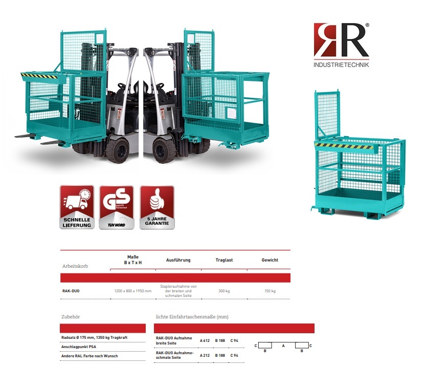 Werkkooi Typ RAK-Duo 1200 x 800 x 1950 mm RAL 5010 | DKMTools - DKM Tools