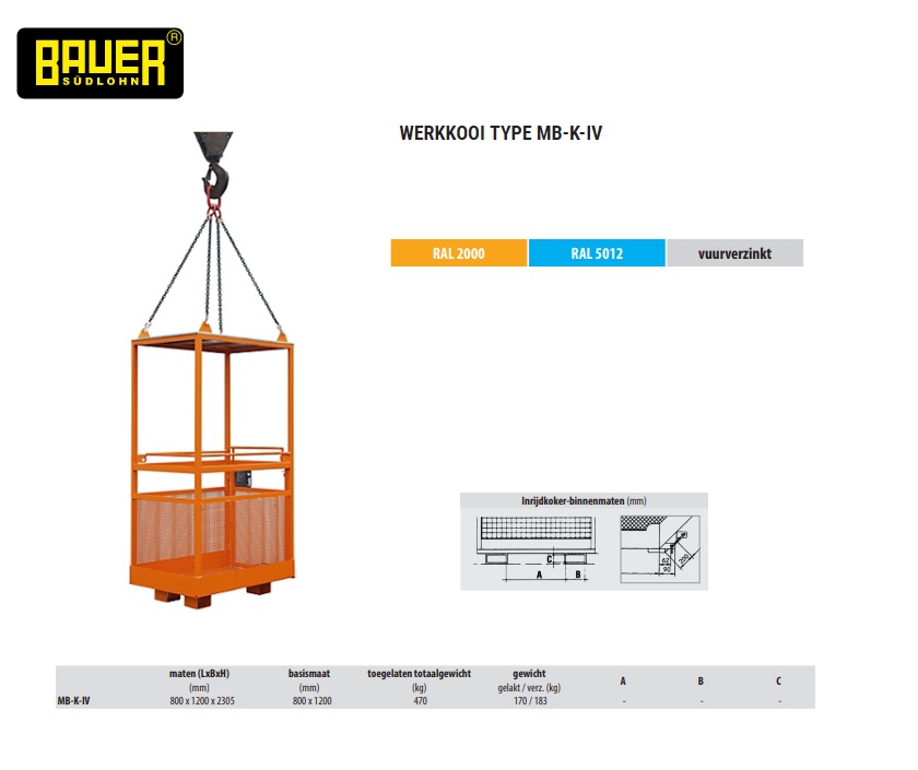 Werkplatform MB-K-IV, blauw RAL 5012 opname met kraan | DKMTools - DKM Tools