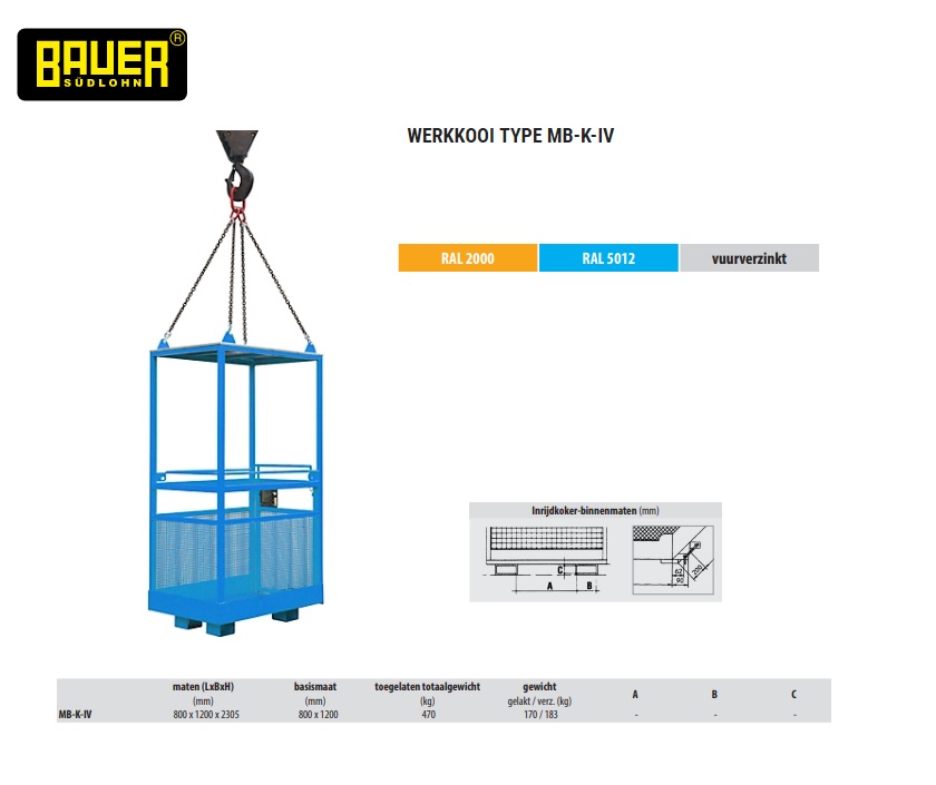 Werkplatform MB-K-IV verzinkt opname met kraan | DKMTools - DKM Tools