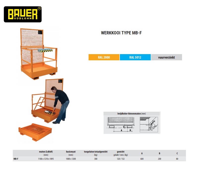 Werkplatform MB-F, Oranje RAL 2000