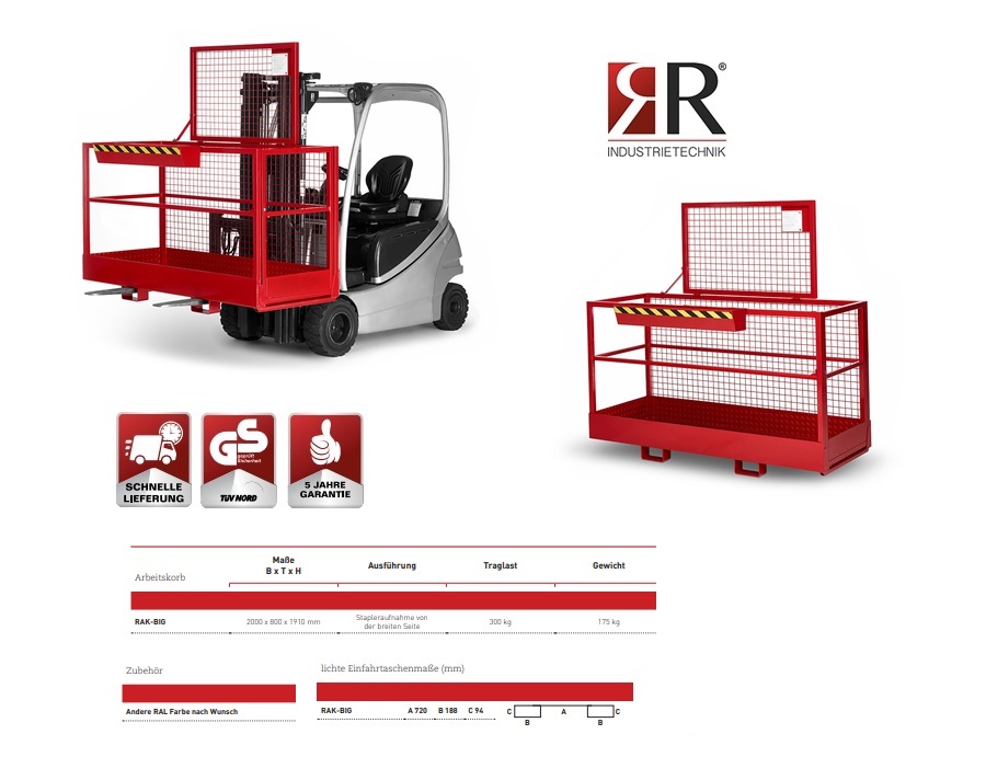 Werkkooi Typ RAK-Big 2000 x 800 x 1910 mm RAL 3000