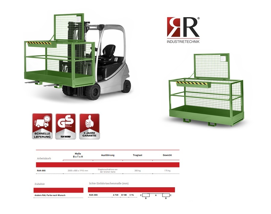 Werkkooi Typ RAK-Big 2000 x 800 x 1910 mm RAL 6011