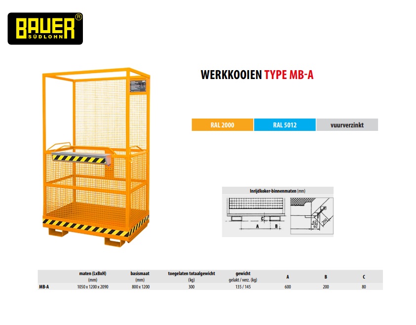 Werkplatform MB-A, oranje RAL 2000 | DKMTools - DKM Tools