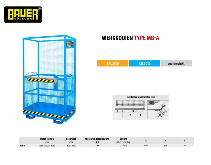 Werkplatform MB-A, blauw RAL 5012