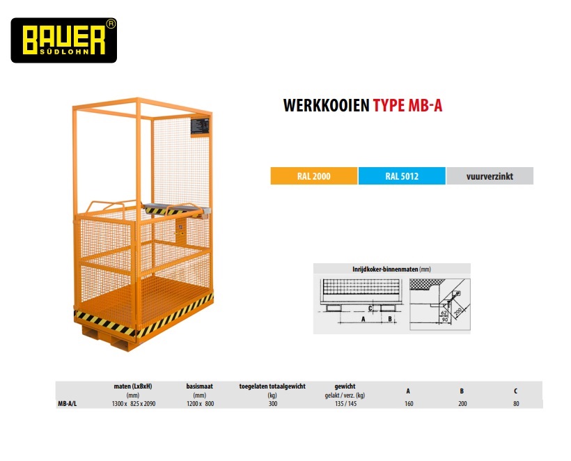 Werkplatform MB-A/L RAL 2000