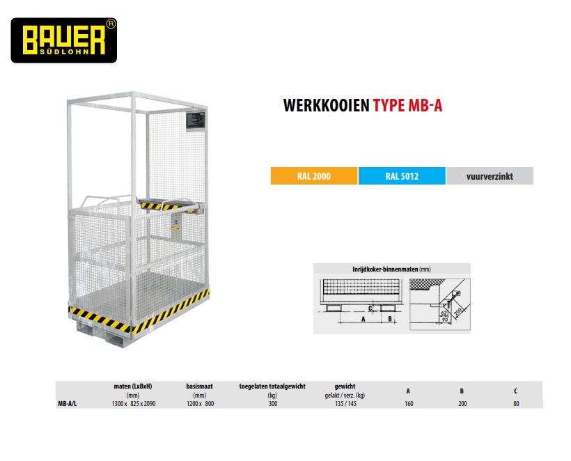 Werkplatform MB-A/L vuurverzinkt