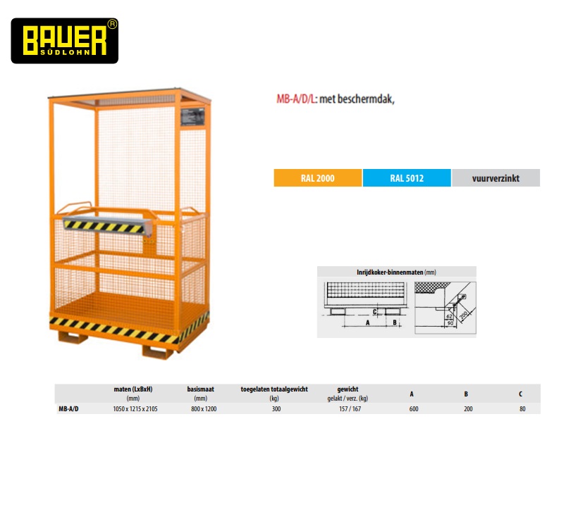 Werkplatform MB-A/D RAL 2000