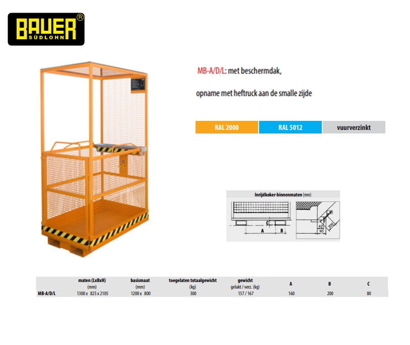 Werkplatform MB-A/D/L RAL 2000