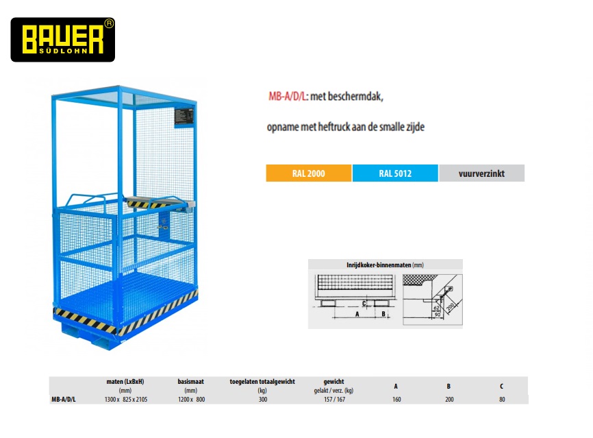 Werkplatform MB-A/D/L RAL 5012