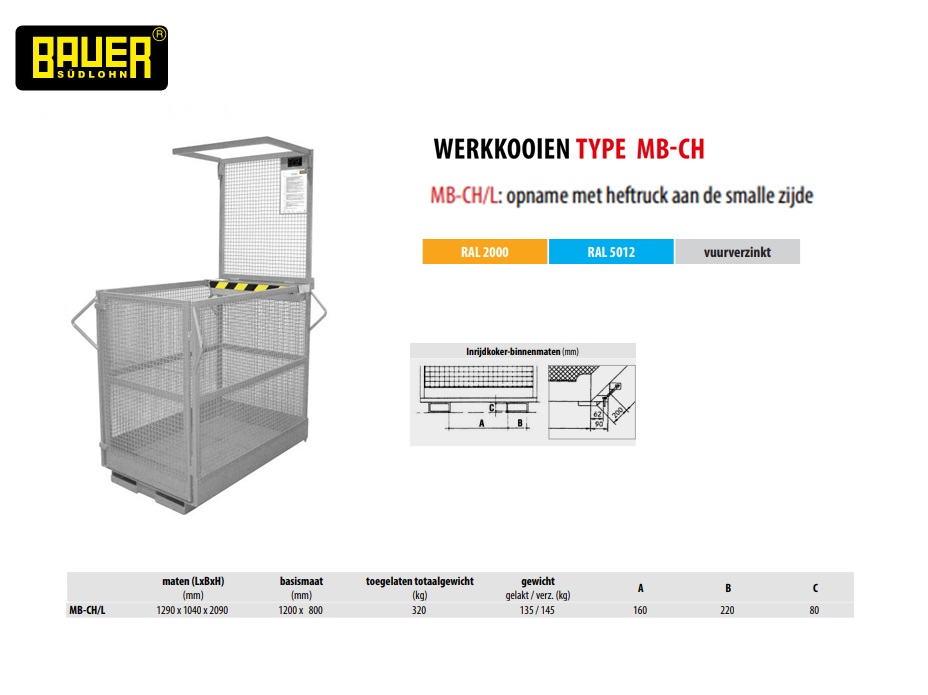 Werkkooi MB-CH/L vuurverzinkt