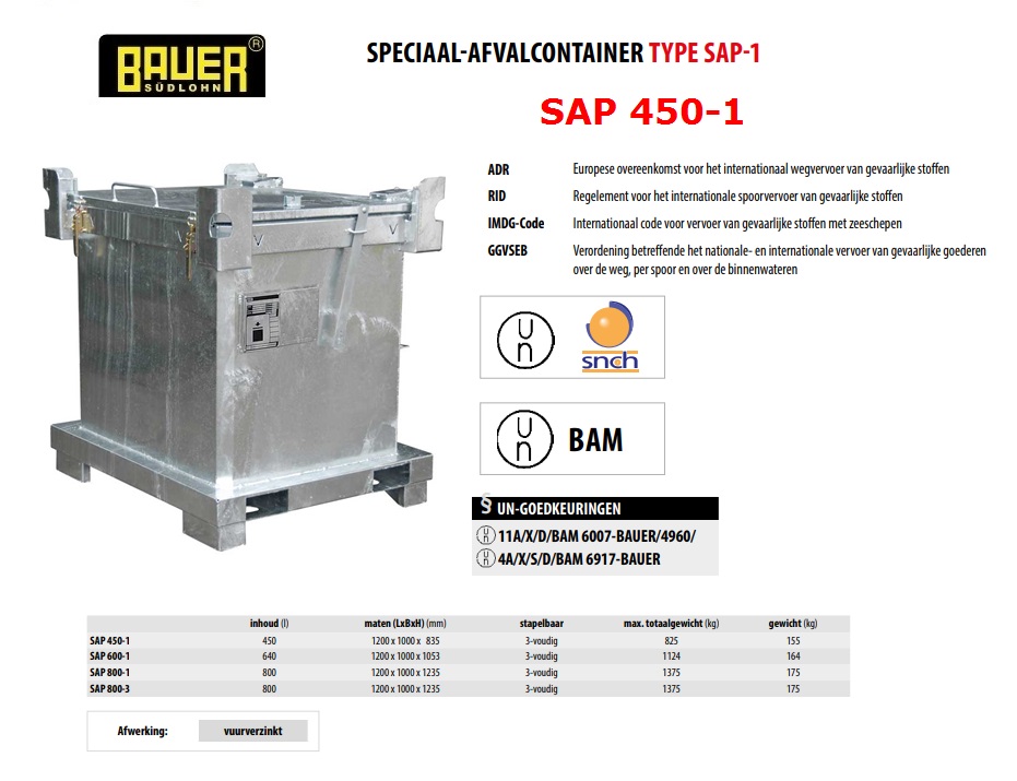 Speciaal-afvalcontainer SAP 450-1