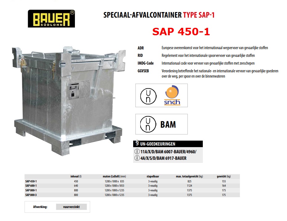 Speciaal-afvalcontainer SAF 450 | DKMTools - DKM Tools