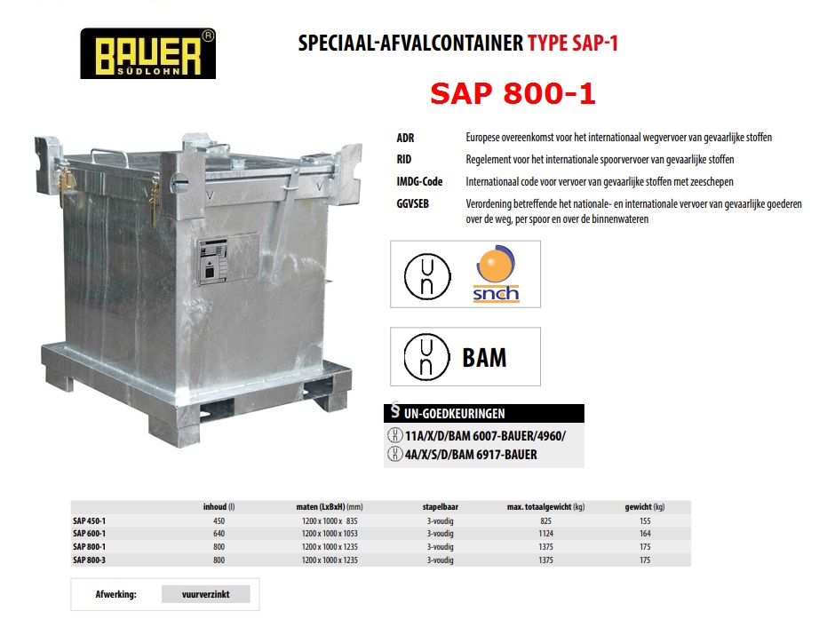Speciaal-afvalcontainer SAP 800-1