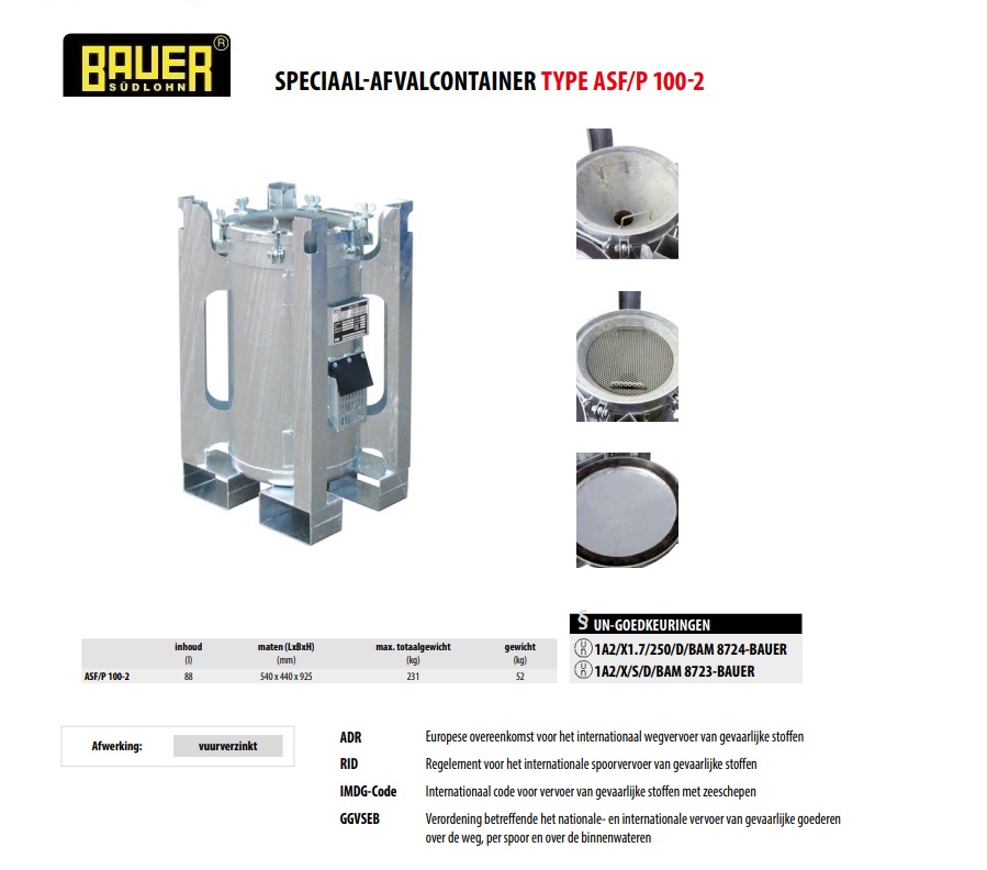 Speciaal-afvalcontainer ASF/P 100-2