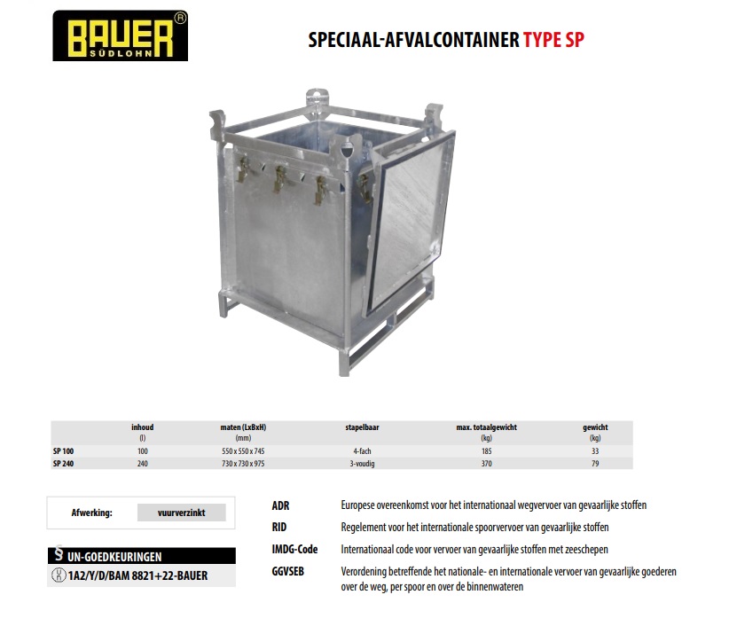 Speciaal-afvalcontainer SP 100