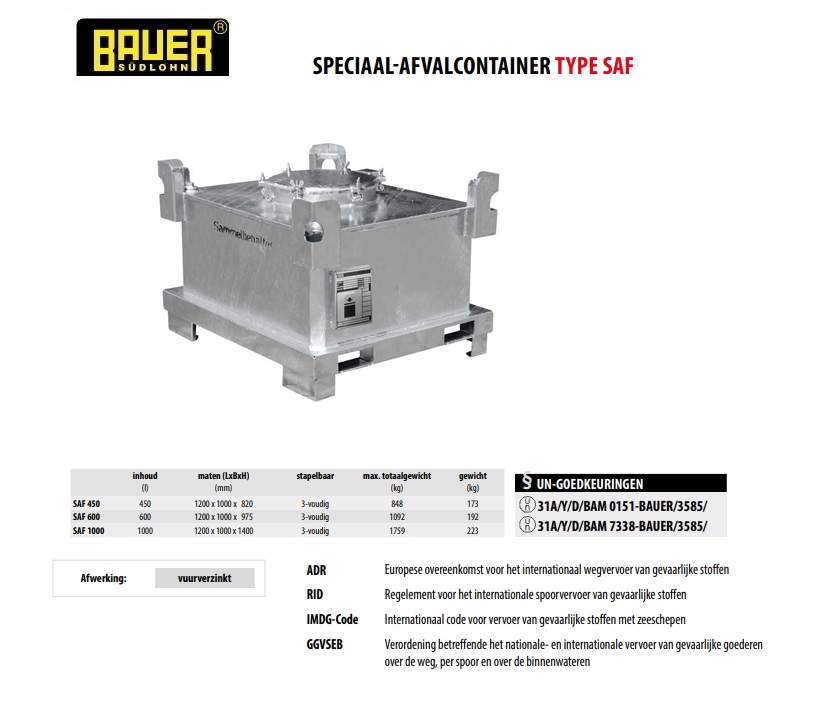 Speciaal-afvalcontainer SAF 450