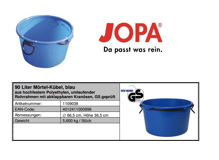 Mortelbak Inhoud 90l, blauw met versterkte bodem | DKMTools - DKM Tools