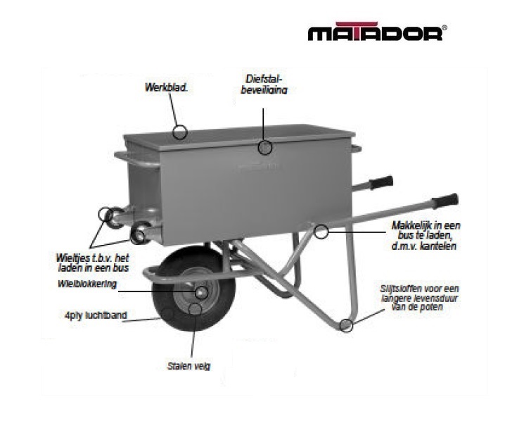 Kantelgereedschap Kruiwagen M-106-CT-KANT 2 WI Matador 12100 | DKMTools - DKM Tools