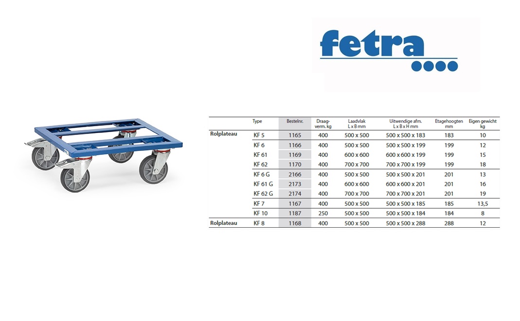 Fetra Rolplateau KF 5 Laadvlak 500 x 500 mm