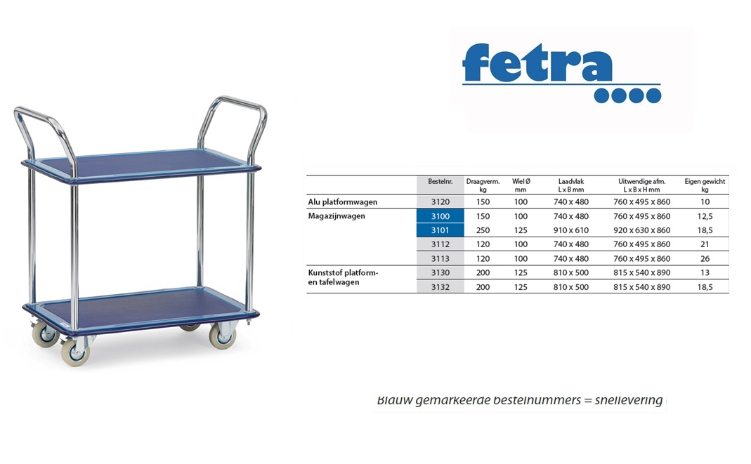 Fetra Magazijnwagen 3100 Laadvlak 740 x 480 mm | DKMTools - DKM Tools