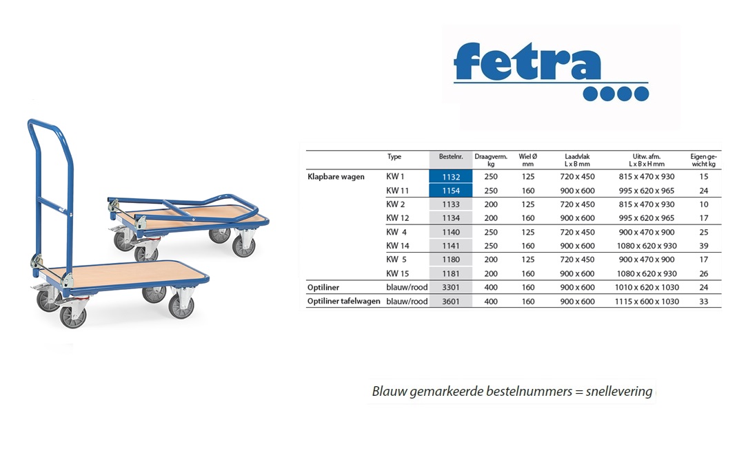 Fetra Klapbare platformwagen KW 12 - Alu Laadvlak 900 x 600 mm | DKMTools - DKM Tools