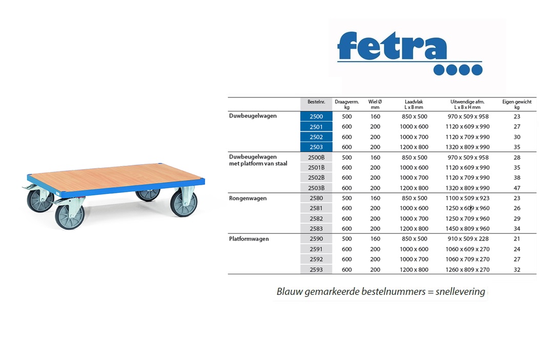 Fetra Platformwagen 12593 Laadvlak 1.200 x 800 mm | DKMTools - DKM Tools