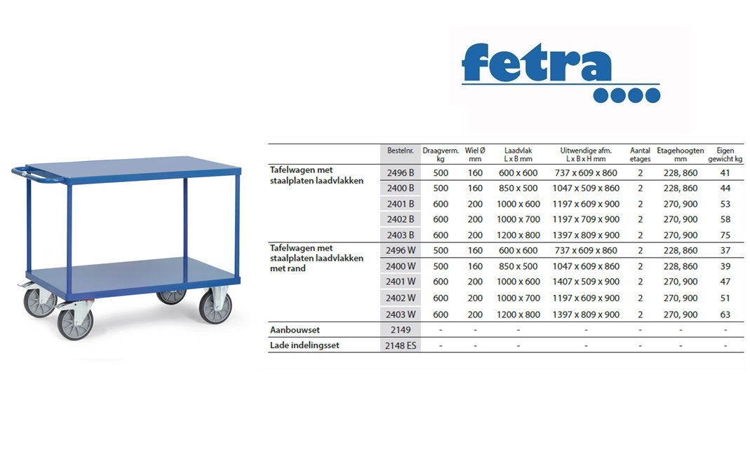 Fetra Tafelwagen 2403 Laadvlak 1.200 x 800 mm | DKMTools - DKM Tools