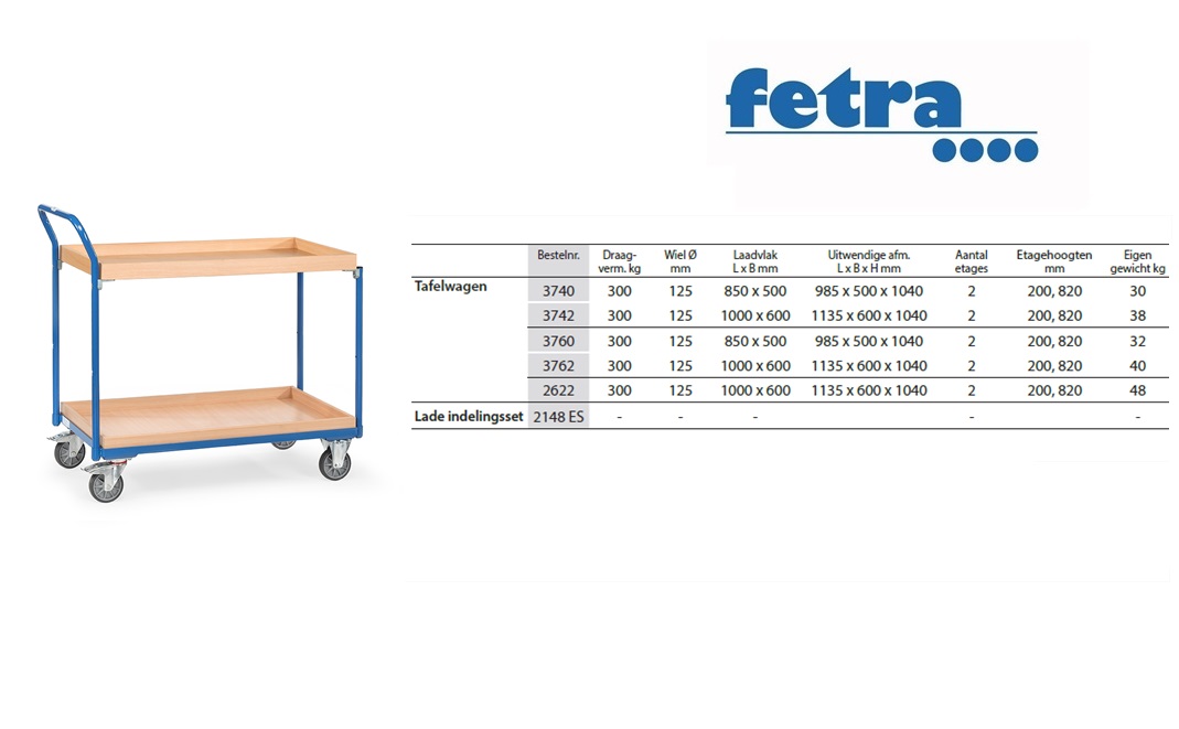 Fetra Tafelwagen 3760 Laadvlak 850 x 500 mm