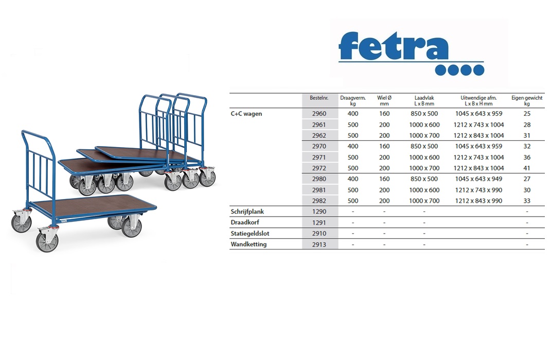 Fetra C+C Wagen 2962 Laadvlak 1.000 x 700 mm | DKMTools - DKM Tools