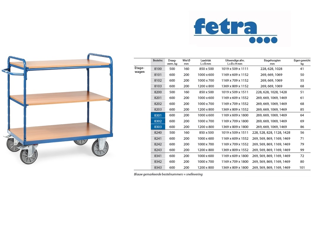 Fetra Etagewagen 8100 Laadvlak 850 x 500 mm