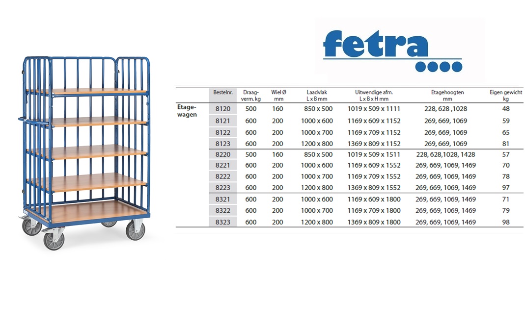 Fetra Etagewagen 8353 Laadvlak 1.200 x 800 mm | DKMTools - DKM Tools