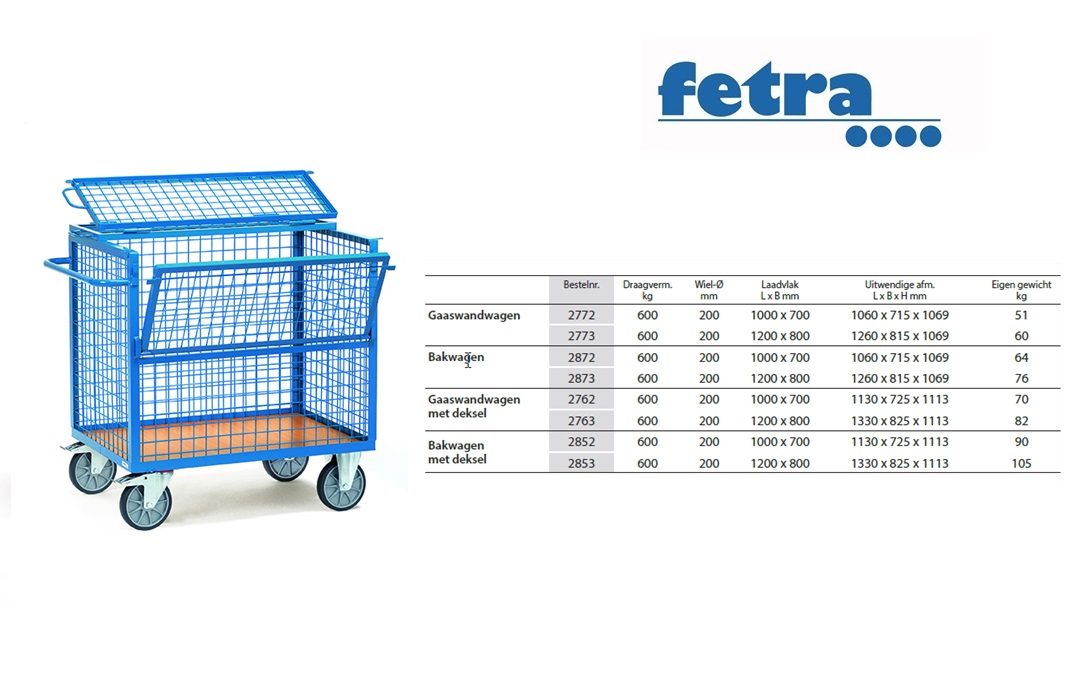 Fetra Gaaswandwagen 2762 Laadvlak 1.000 x 700 mm