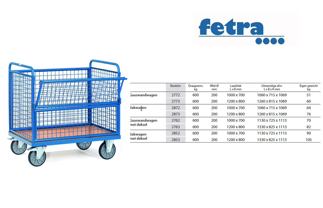 Fetra Gaaswandwagen 2772 Laadvlak 1.000 x 700 mm