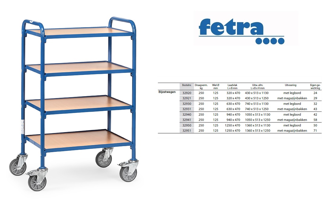 Fetra Bijzetwagen 32930 - met legborden Laadvlak 630 x 470 mm