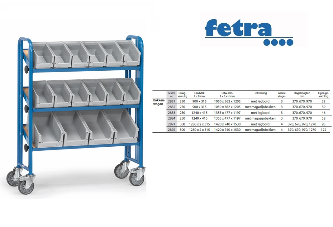 Fetra Bakkenwagen 2891 Laadvlak 1.280 x 2x315 mm | DKMTools - DKM Tools