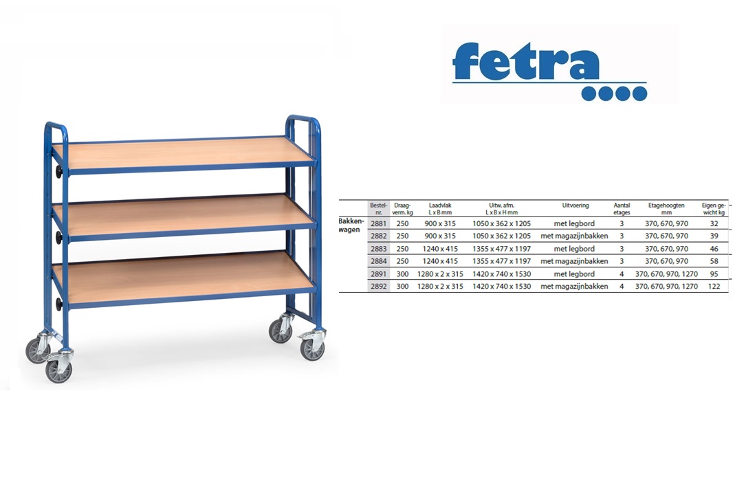 Fetra Bakkenwagen 2883 Laadvlak 1240 x 415 mm