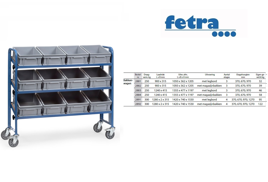 Fetra Bakkenwagen 2882 Laadvlak 900 x 315 mm | DKMTools - DKM Tools