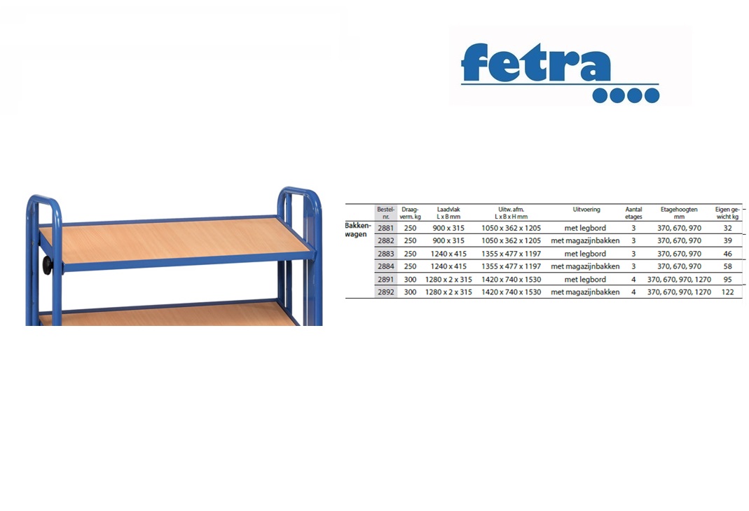 Fetra Extra etage voor de 2881/2882 Laadvlak 900 x 315 mm